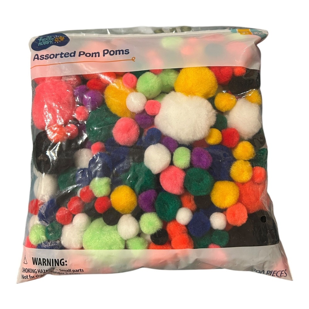 Hello Hobby Assorted Color Pom Poms 300 Pieces New